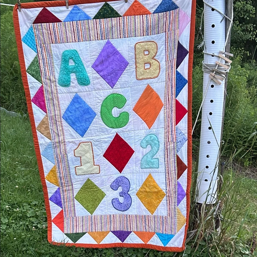 Handmade Baby to Toddler Quilt Reversible Sensory Tummy Time Fleece 36